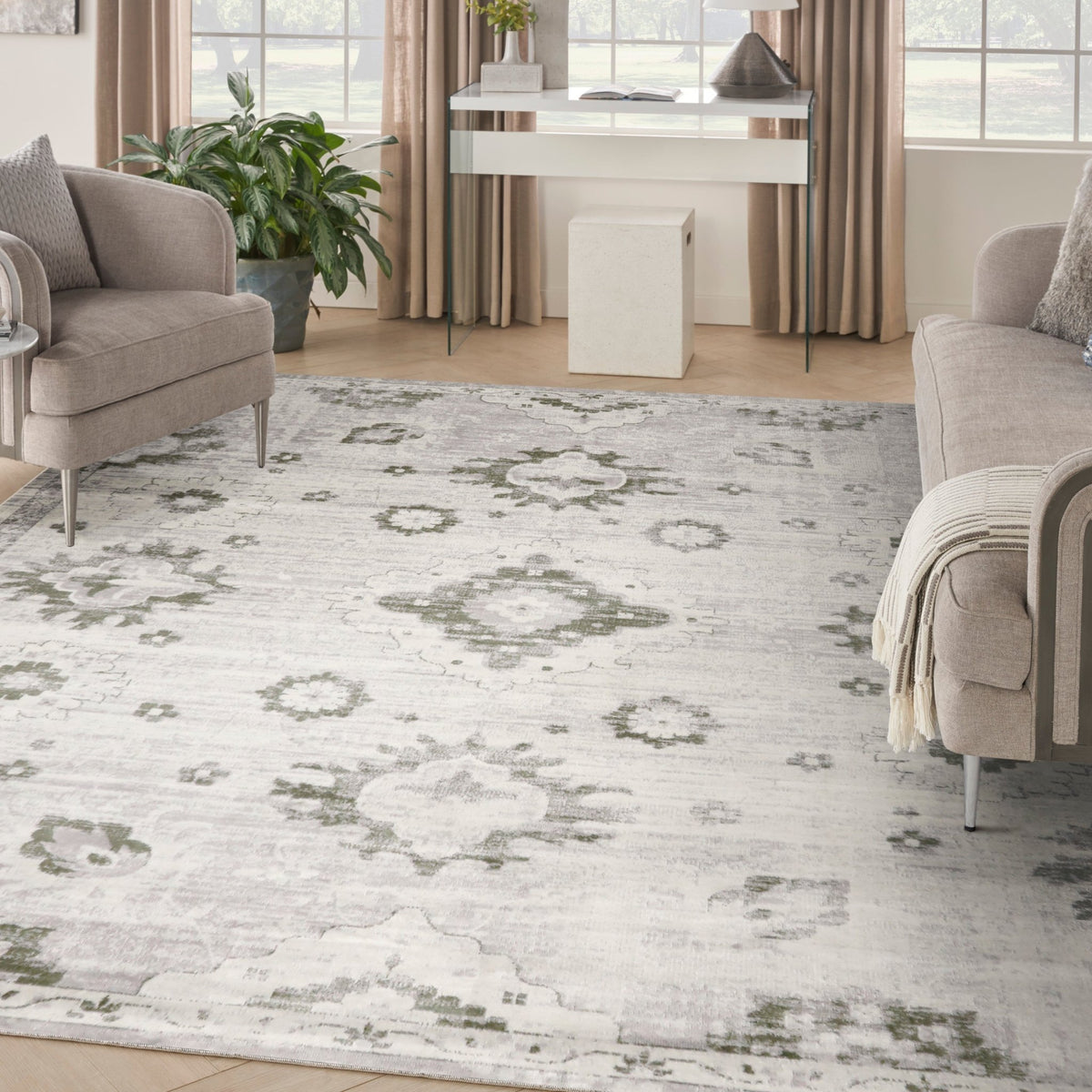Nourison Astra Machine Washable ASW19 Machine Made Ivory Rug