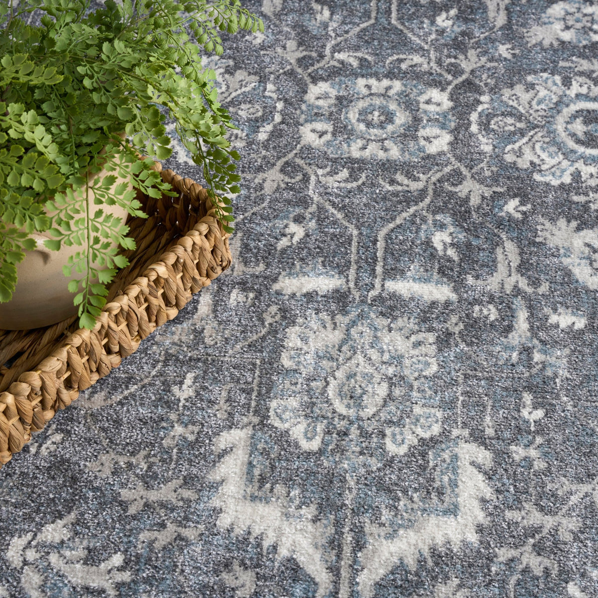 Nourison Astra Machine Washable ASW20 Machine Made Slate Rug