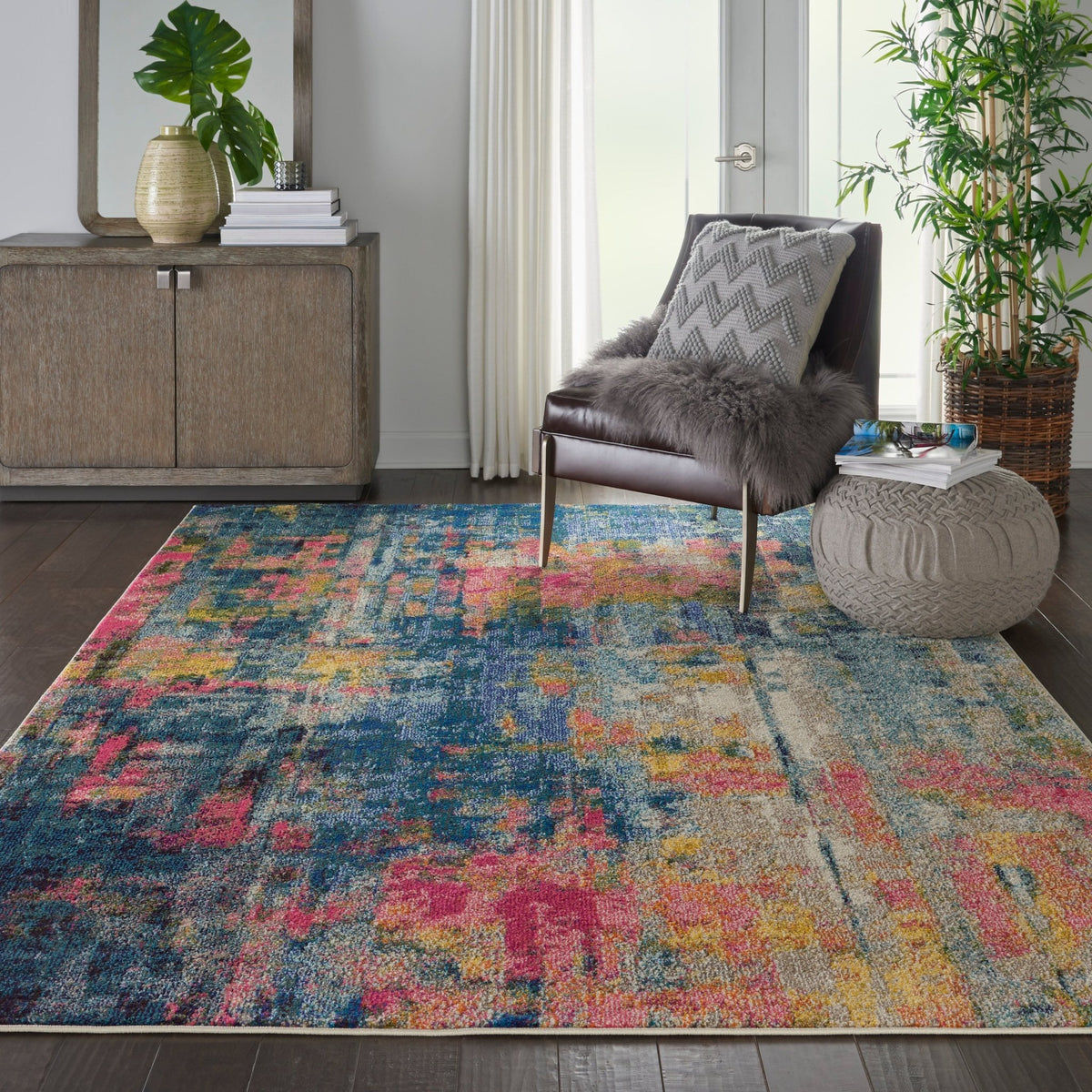 Nourison Celestial CES09 Machine Made Blue, Yellow Rug - 99446482693