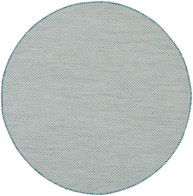 Nourison Courtyard COU01 Machine Made Ivory, Aqua Rug - 99446161185