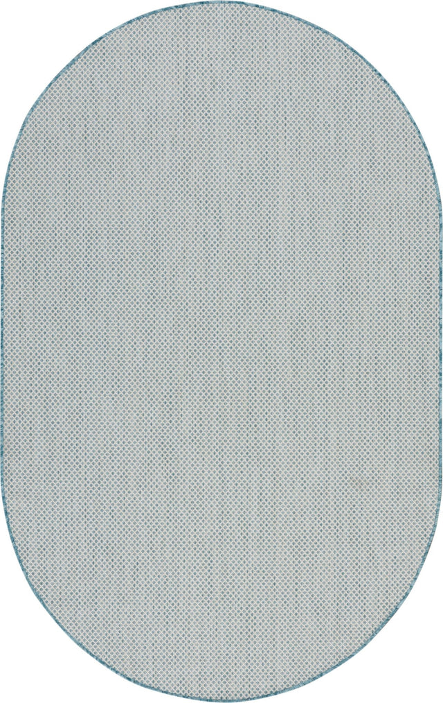 Nourison Courtyard COU01 Machine Made Ivory, Aqua Rug - 99446161222