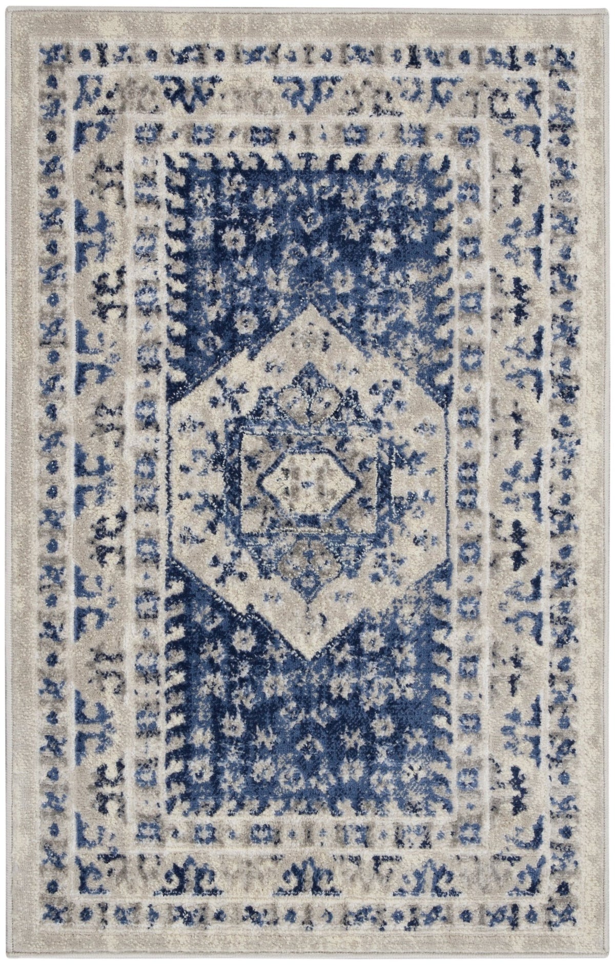 Nourison Cyrus Cyr05 Ivory Blue Rugs - Nourison - 99446841292