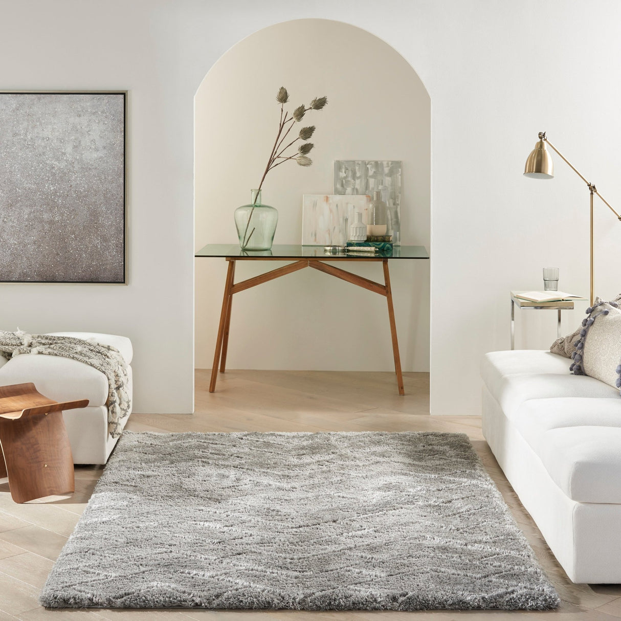 Nourison Dreamy Shag Drs03 Grey Rugs - Nourison - 99446878359