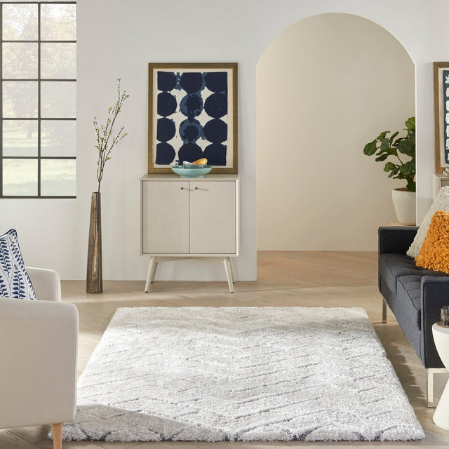 Nourison Dreamy Shag Drs03 Ivory/Grey Rugs - Nourison - 99446878328