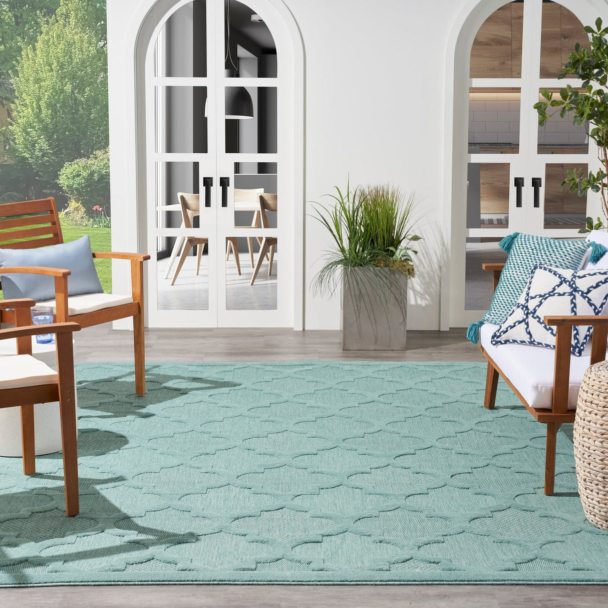 Nourison Easy Care Nes01 Aqua/Teal Rug - Nourison - 99446040756