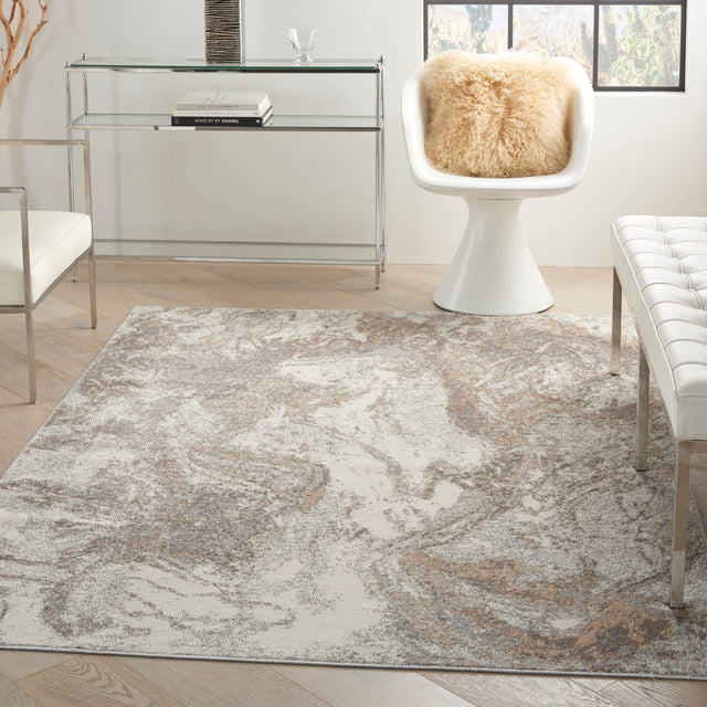 Nourison Elation Etn02 Ivory Grey Rugs - Nourison - 99446839725