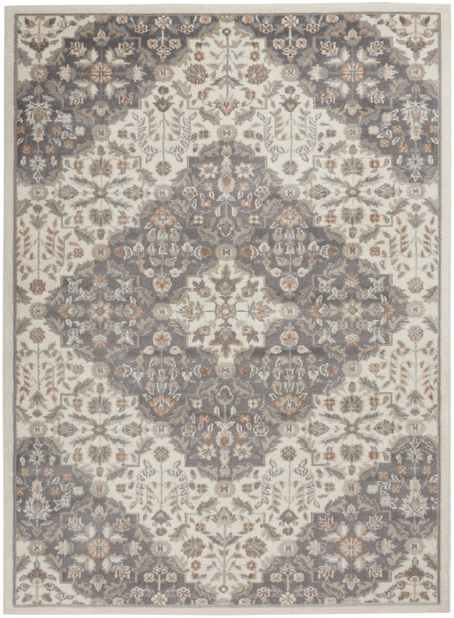 Nourison Elation Etn08 Ivory Grey Rugs - Nourison - 99446840738