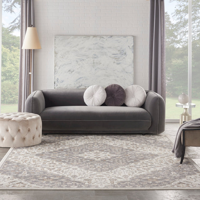 Nourison Elation Etn08 Ivory Grey Rugs - Nourison - 99446840745