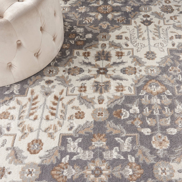 Nourison Elation Etn08 Ivory Grey Rugs - Nourison - 99446840745