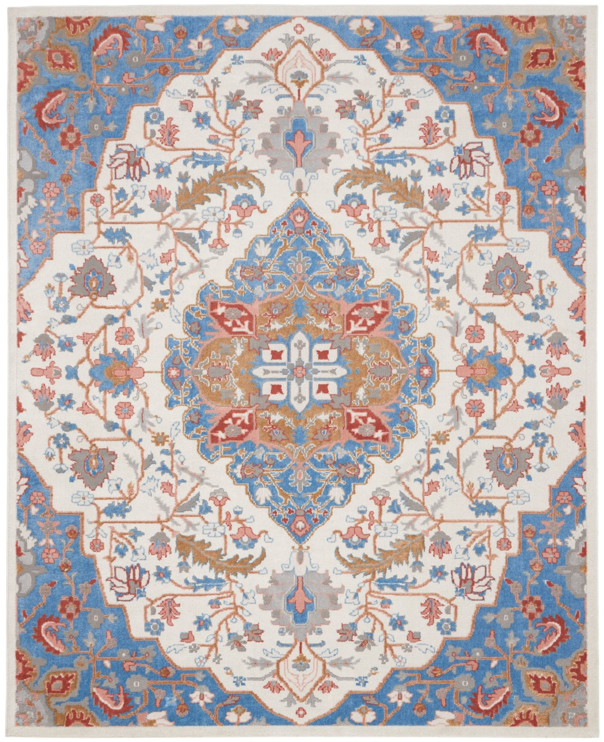 Nourison Elation Etn09 Ivory Blue Rugs - Nourison - 99446840899
