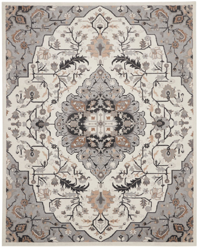 Nourison Elation Etn09 Ivory Grey Rugs - Nourison - 99446841131