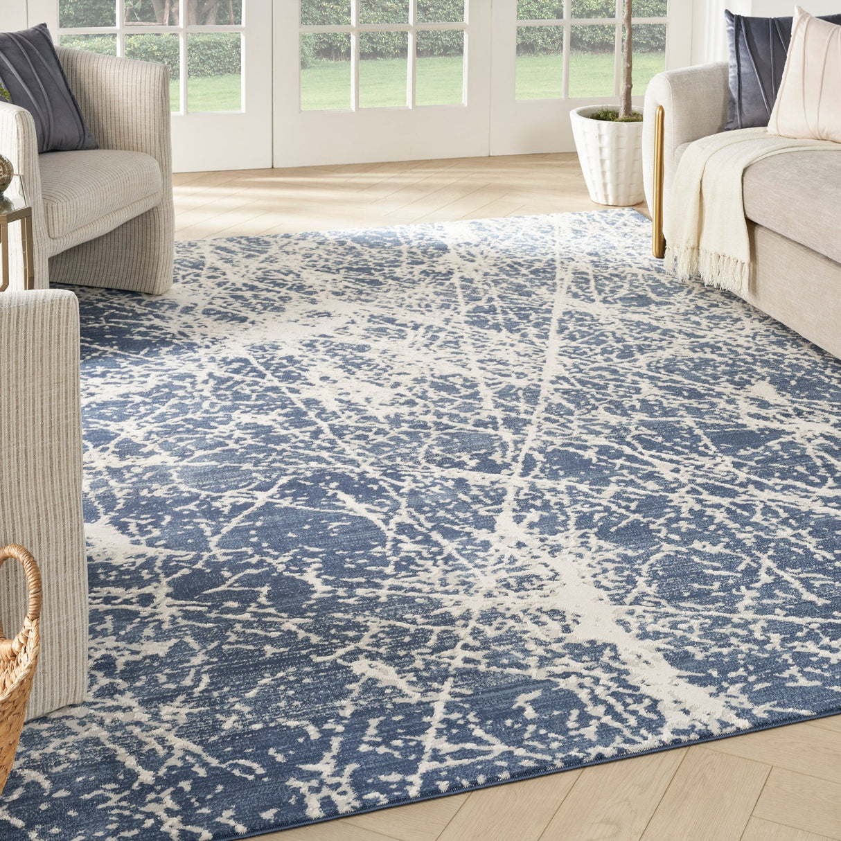 Nourison Exhale Exl02 Navy Ivory Rug - Nourison - 99446955234