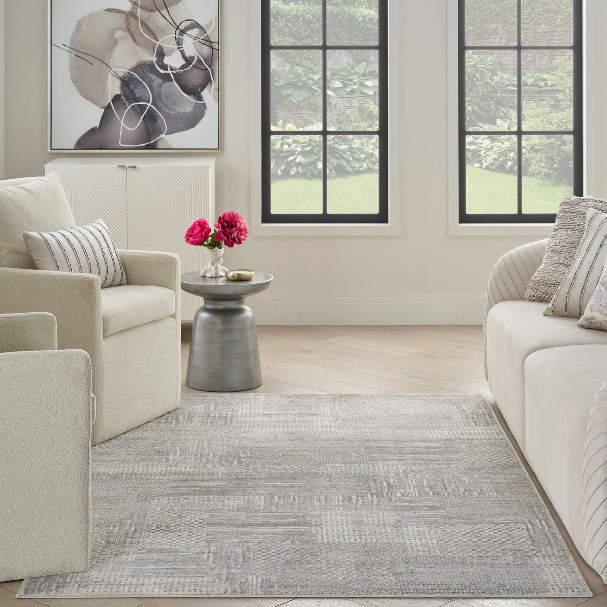 Nourison Glitz Glz09 Silver Grey Rug - Nourison - 99446911940