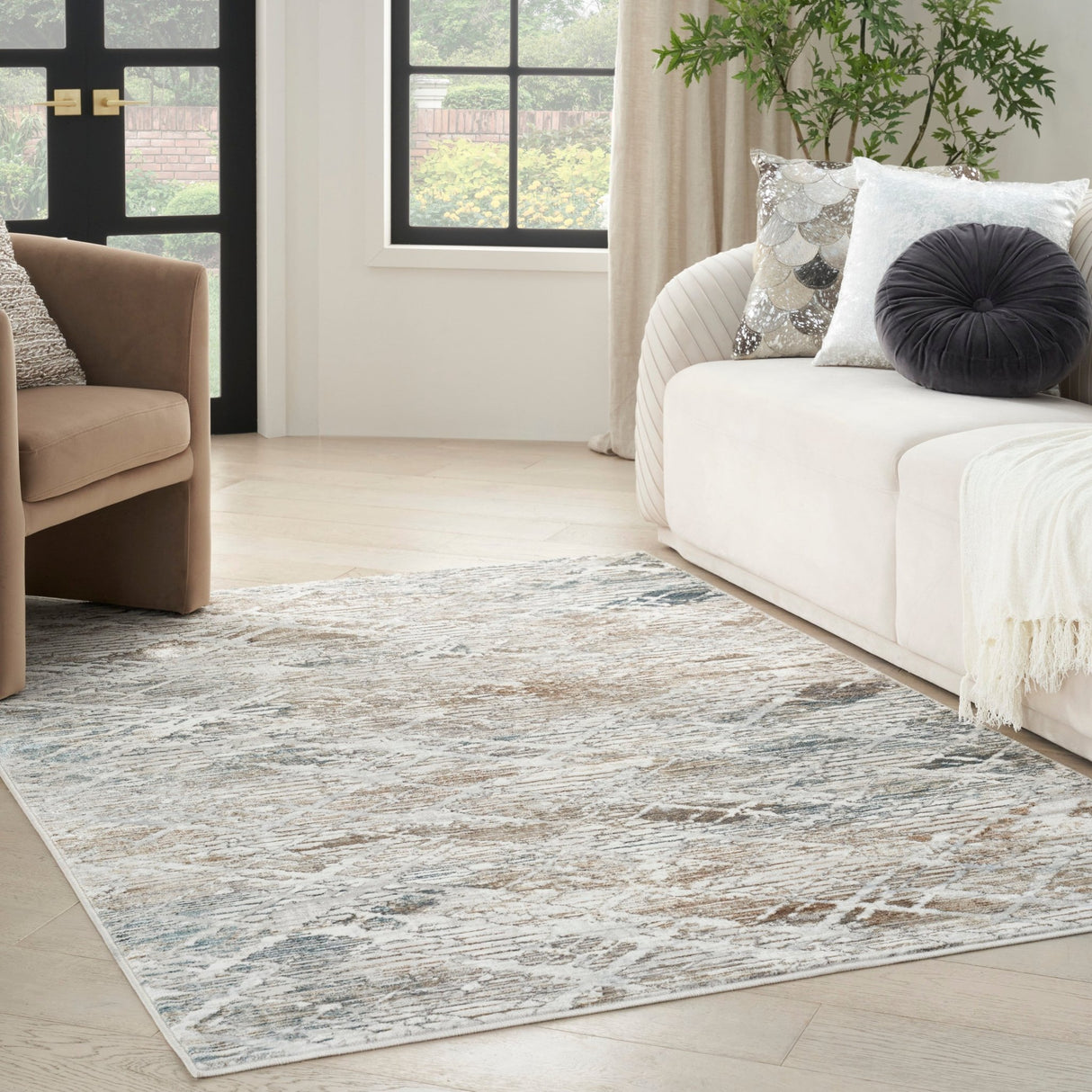 Nourison Glitz Glz11 Grey Multicolor Rug - Nourison - 99446912046