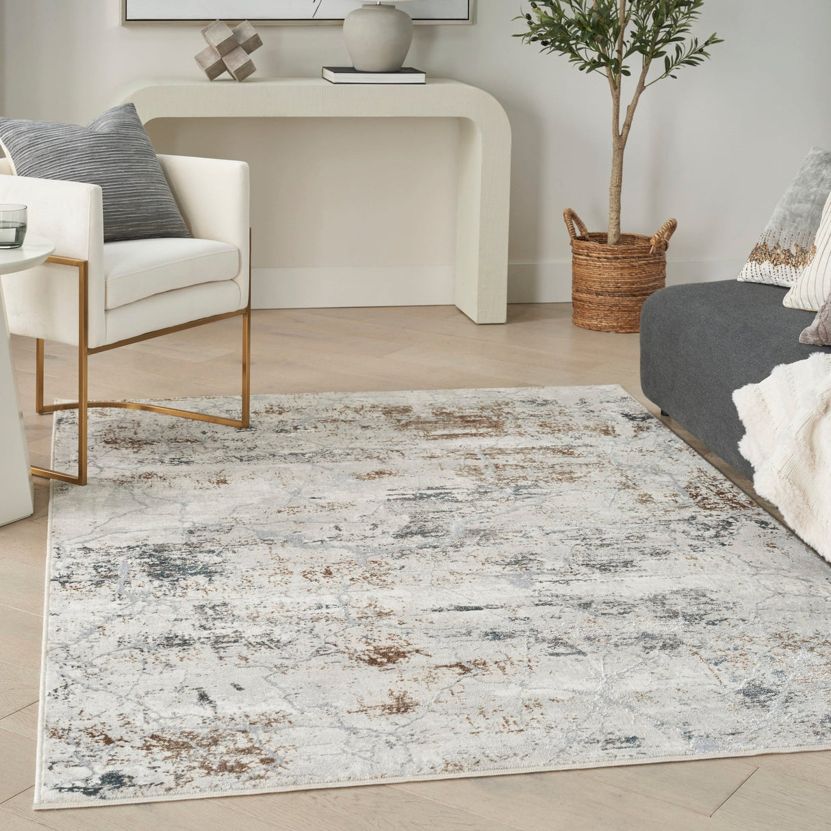 Nourison Glitz Glz23 Grey Multicolor Rug - Nourison - 99446951236