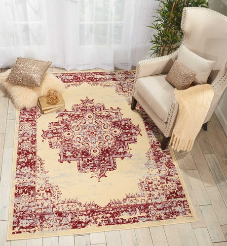 Nourison Grafix Grf14 Cream Red Rugs - Nourison - 99446809834
