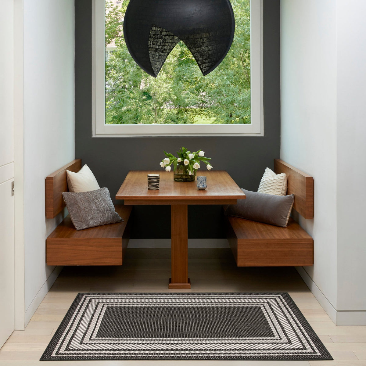 Nourison Horizon Indoor/Outdoor HOZ03 Black Contemporary Area Rugs