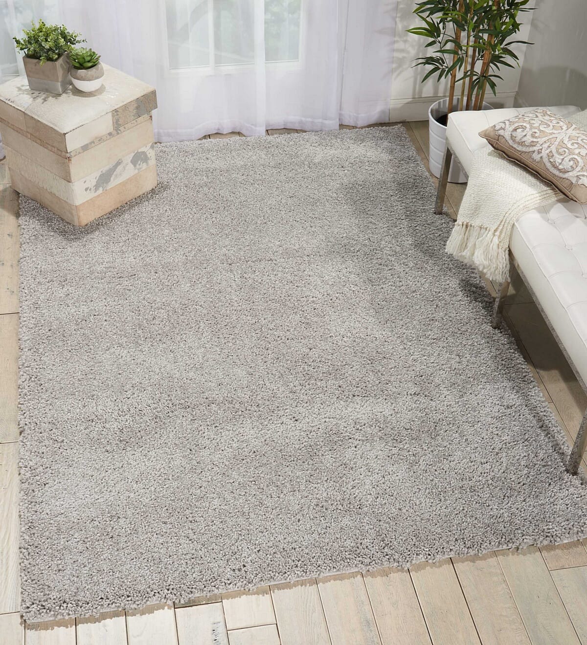 Nourison Malibu Shag Msg01 Silver Grey Rugs - Nourison - 99446397423
