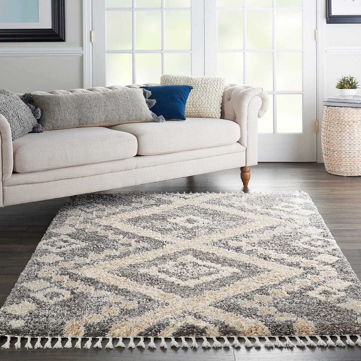 Nourison Oslo Shag Osl02 Grey / Ivory Rugs - Nourison - 99446711250