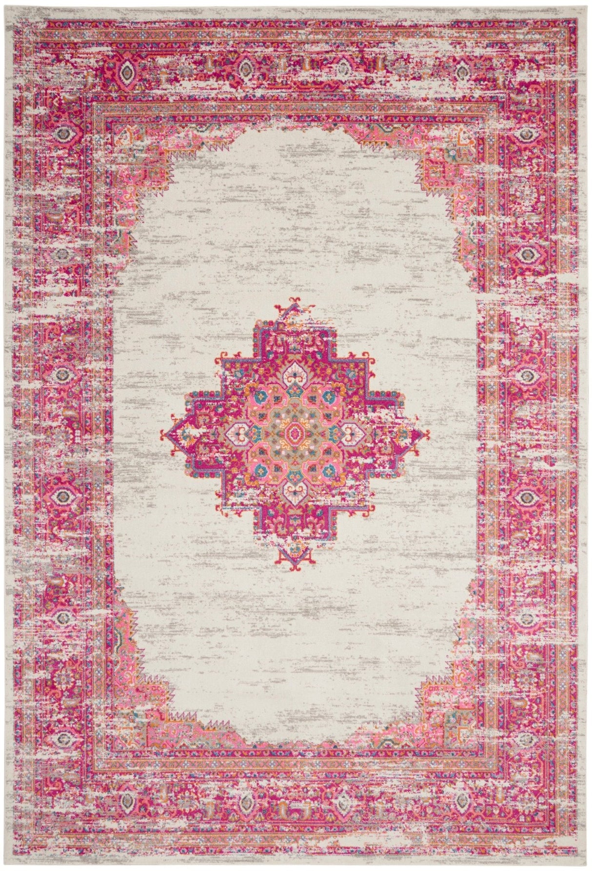 Nourison Passion Psn03 Ivory/Fuchsia Rug - Nourison - 99446259721