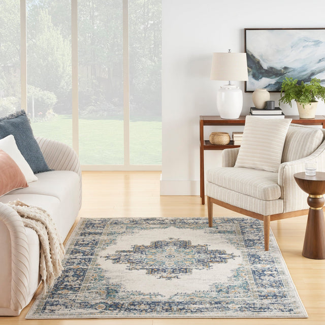 Nourison Passion Psn03 Ivory/Grey/Blue Rug - Nourison - 99446900807