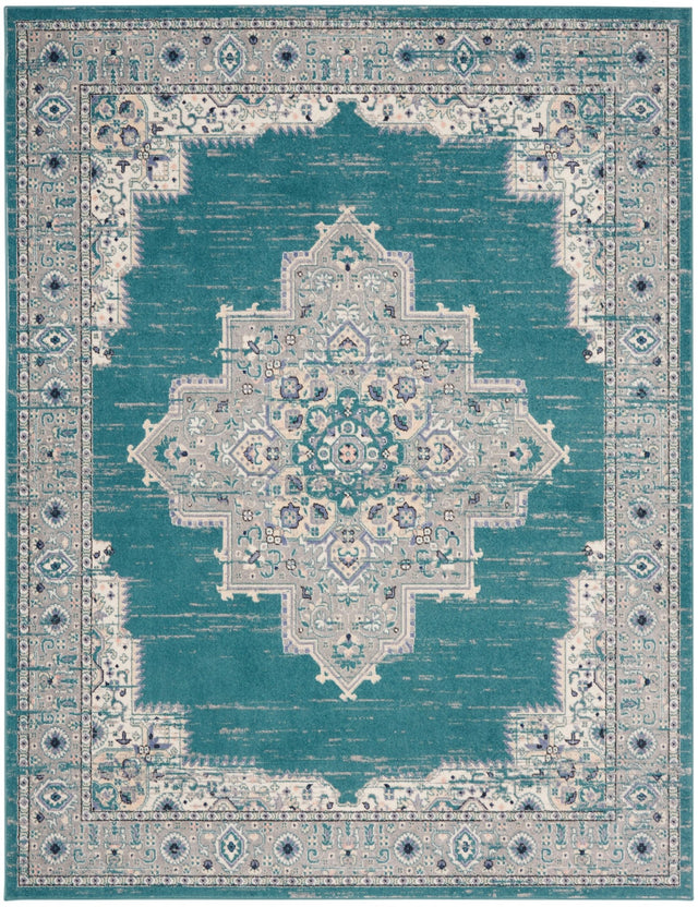 Nourison Passion Psn03 Turquoise Grey Rug - Nourison - 99446018625