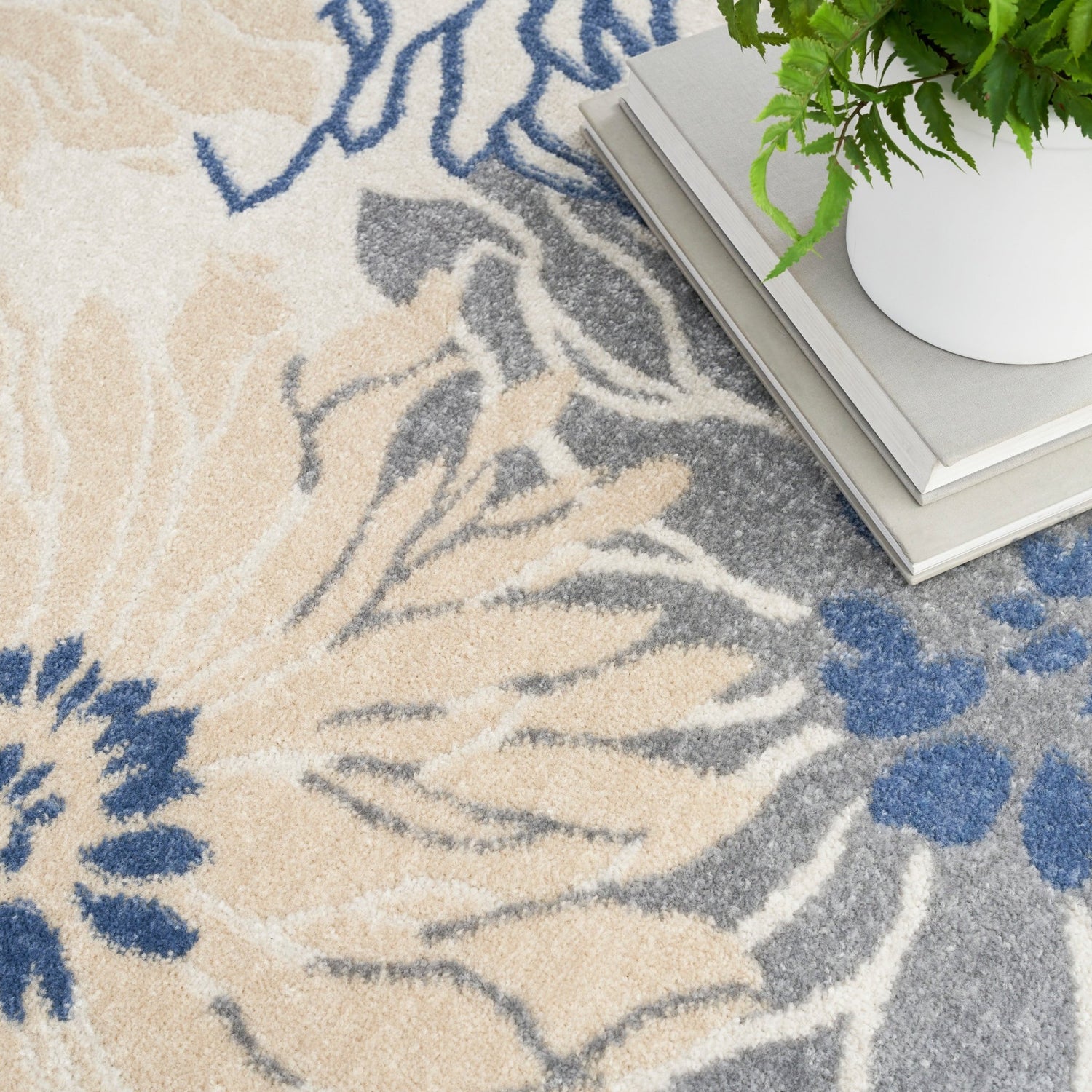 Nourison Passion Psn17 Ivory Grey Blue Rug - Nourison - 99446018731