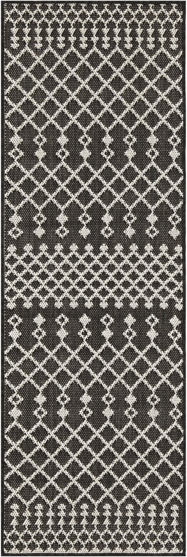 Nourison Positano black rectangular rug with diamond lattice pattern