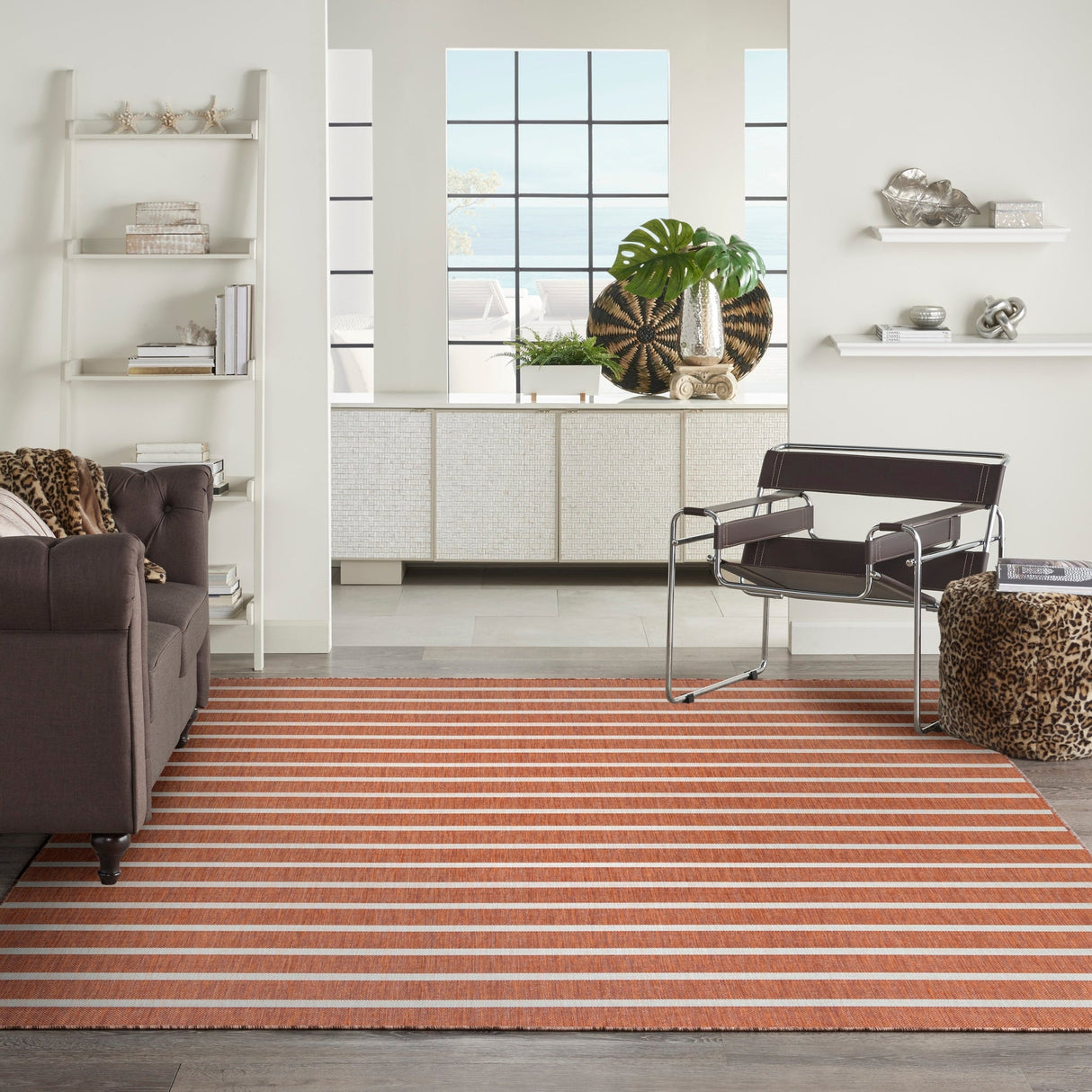 Nourison Positano Pos03 Terracotta Ivory Rug - Nourison - 99446903877