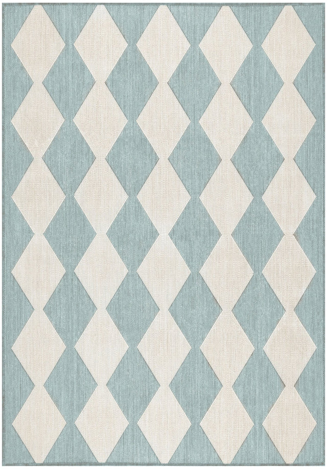 Nourison Positano POS04 Machine Made Aqua Rug