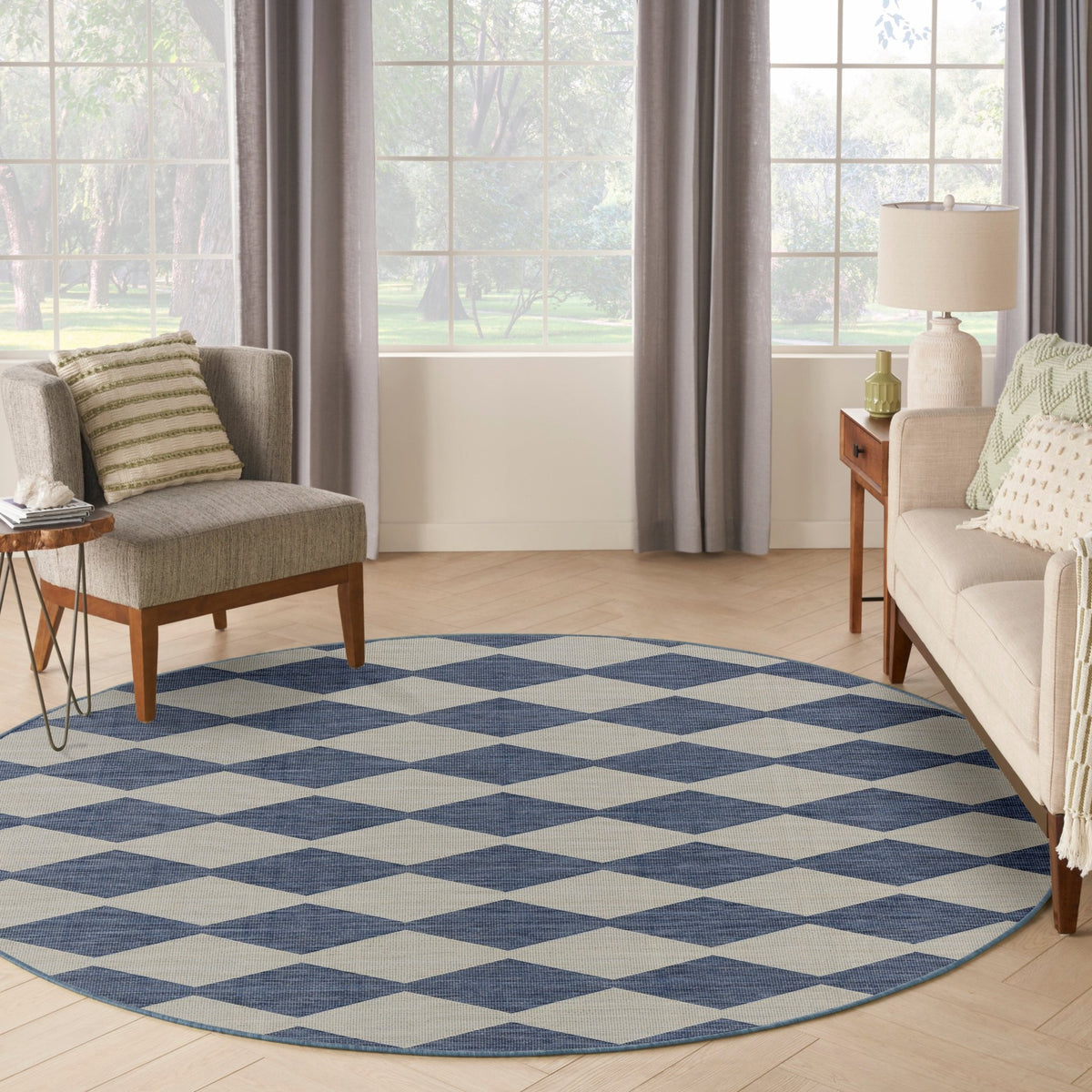 Nourison Positano POS04 Machine Made Navy, Blue Rug