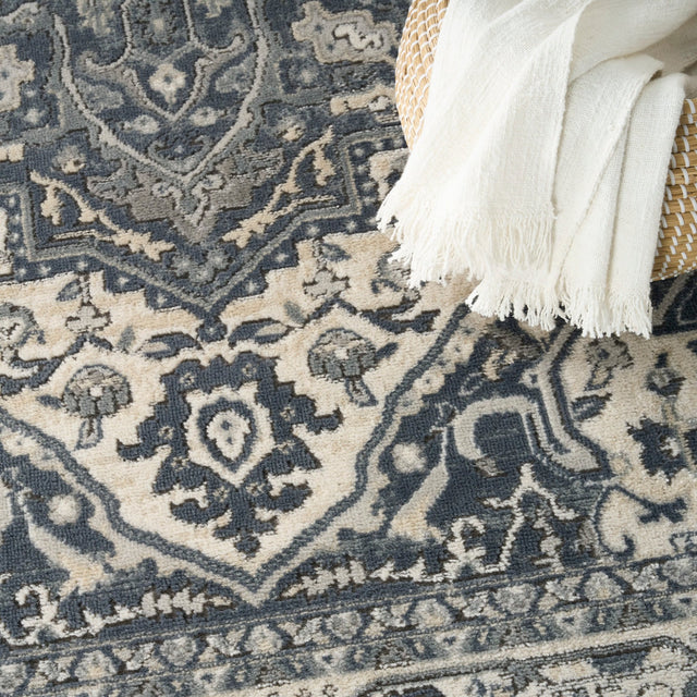 Nourison Quarry QUA18 Machine Made Navy, Ivory Rug