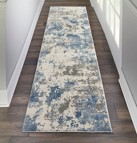 Nourison Rustic Textures Rus08 Grey/Blue Rug - Nourison - 99446496348