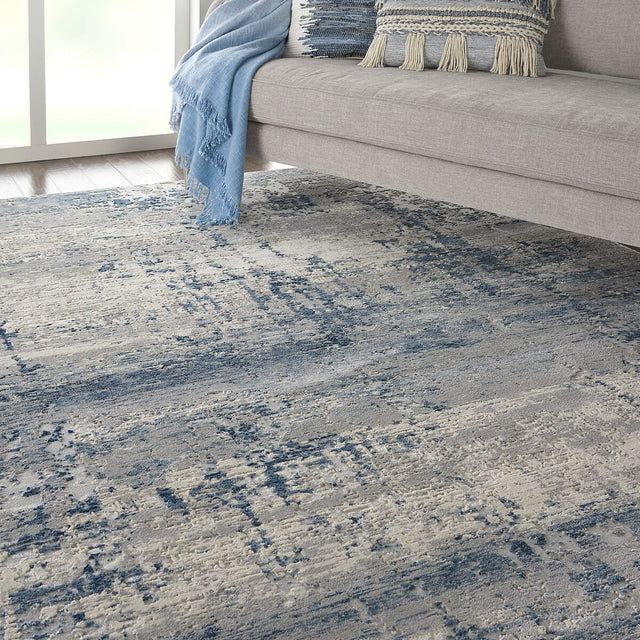 Nourison Rustic Textures Rus10 Ivory / Blue Rugs - Nourison - 99446496461