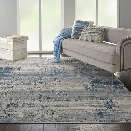 Nourison Rustic Textures Rus10 Ivory / Blue Rugs - Nourison - 99446496478