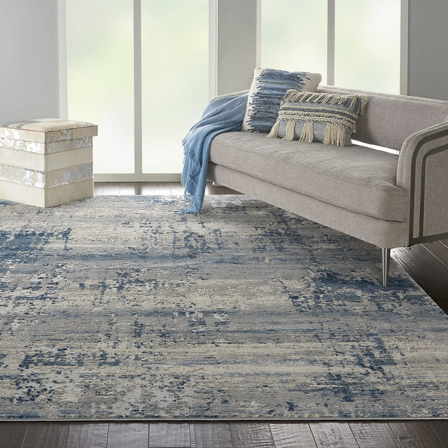 Nourison Rustic Textures Rus10 Ivory / Blue Rugs - Nourison - 99446496478