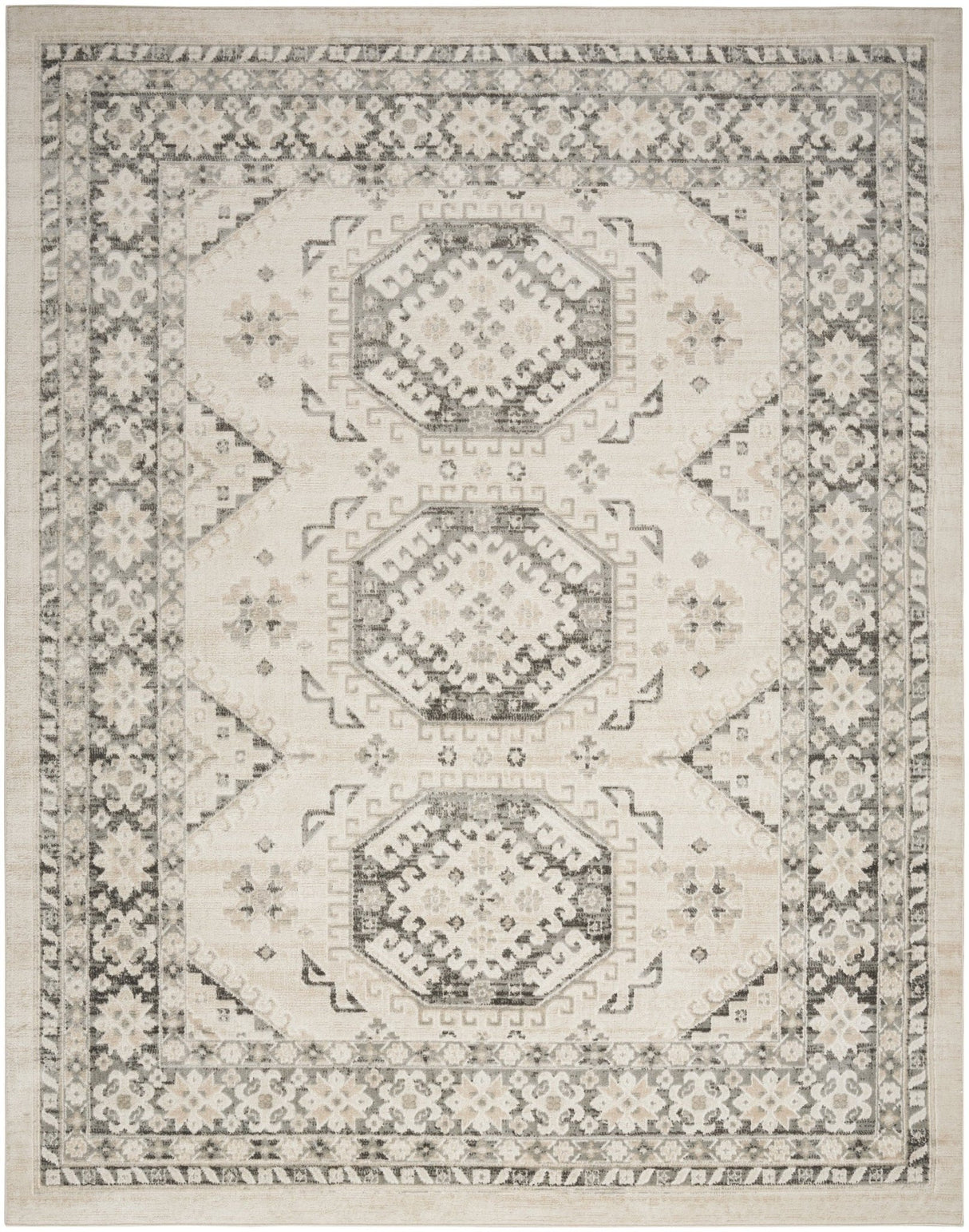 Nourison Serenity Home Srh01 Ivory Grey Rug - Nourison - 99446918161