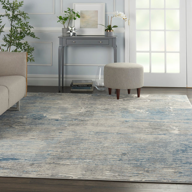 Nourison Solace Sla01 Ivory/Grey/Blue Rugs - Nourison - 99446756756