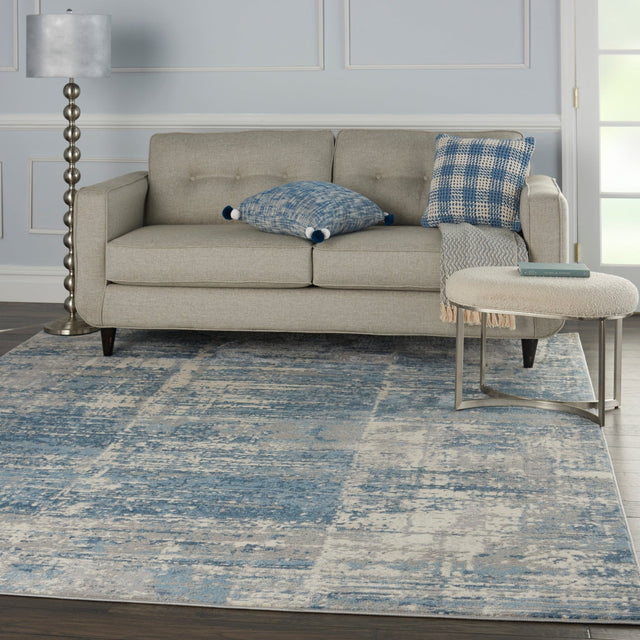 Nourison Solace Sla02 Ivory/Grey/Blue Rugs - Nourison - 99446756831
