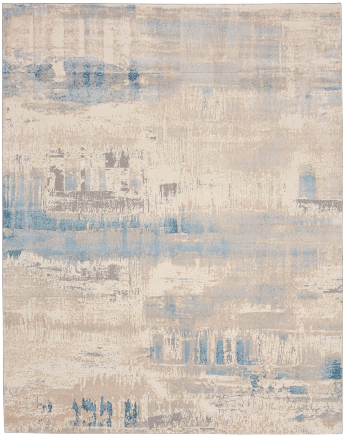 Nourison Solace Sla08 Ivory/Grey/Blue Rug - Nourison - 99446857637