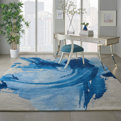 Nourison Symmetry Smm01 Blue / Ivory Rugs - Nourison - 99446495280