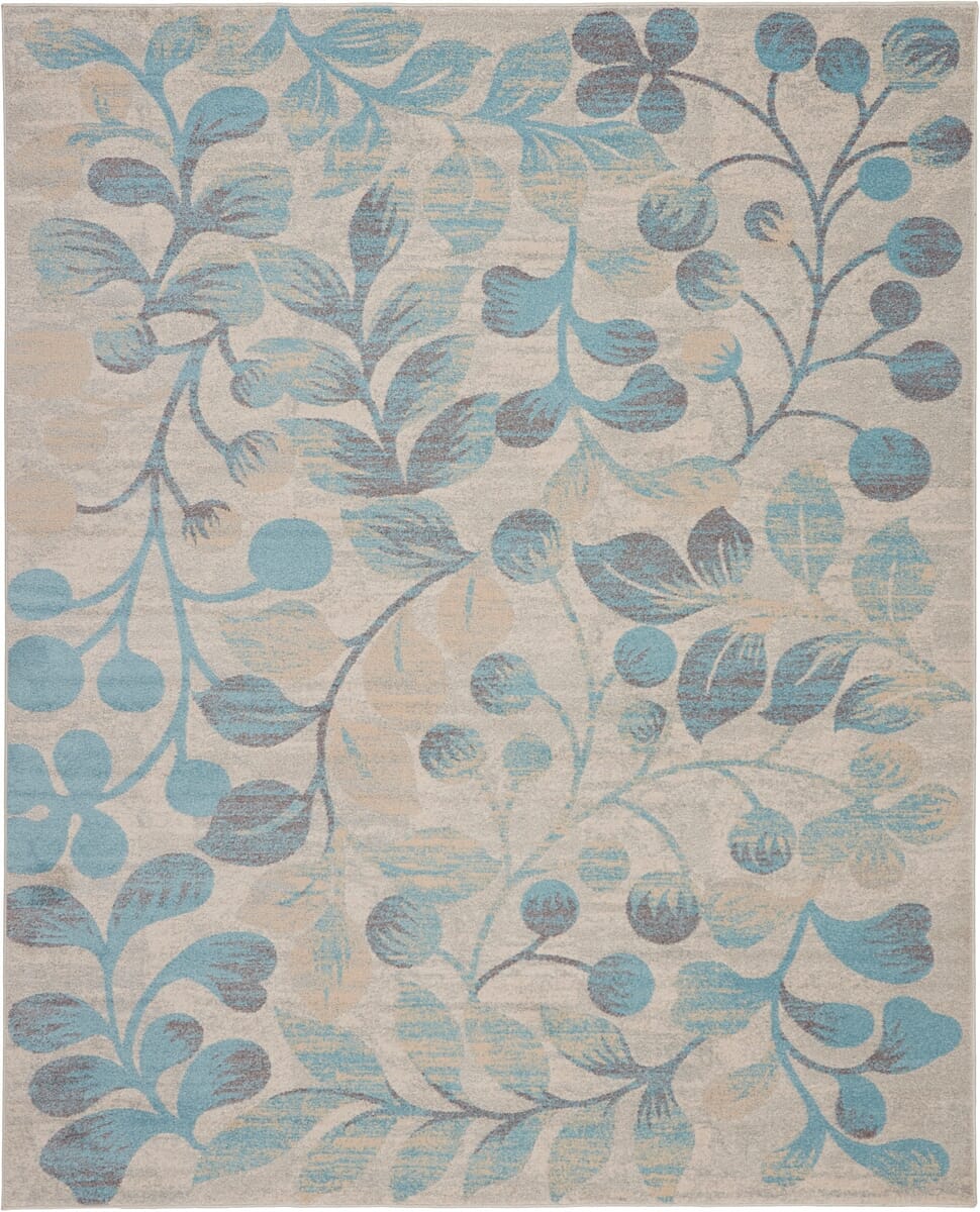 Nourison Tranquil Tra03 Ivory / Turquoise Rugs - Nourison - 99446484376