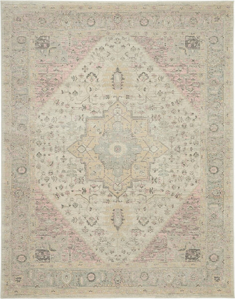 Nourison Tranquil Tra06 Ivory / Pink Rugs - Nourison - 99446485496