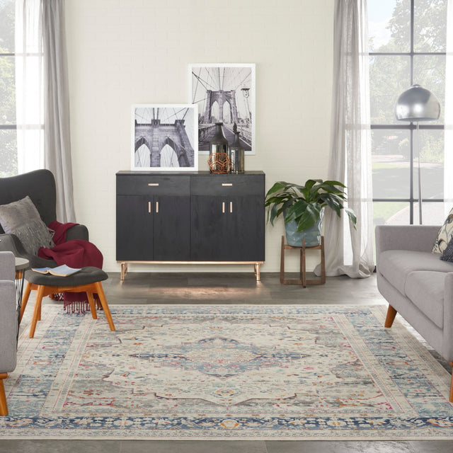 Nourison Vintage Kashan Vka07 Ivory Blue Rugs - Nourison - 99446812070