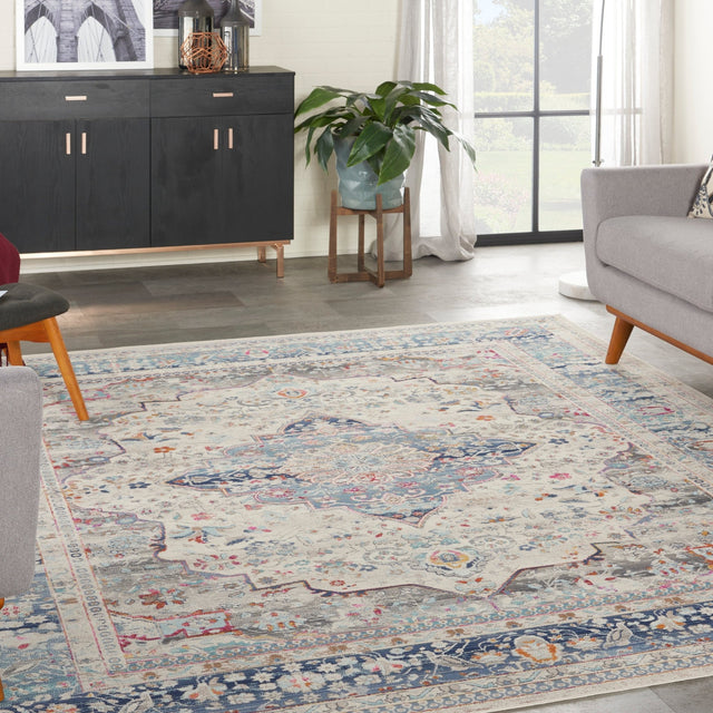 Nourison Vintage Kashan Vka07 Ivory Blue Rugs - Nourison - 99446812087
