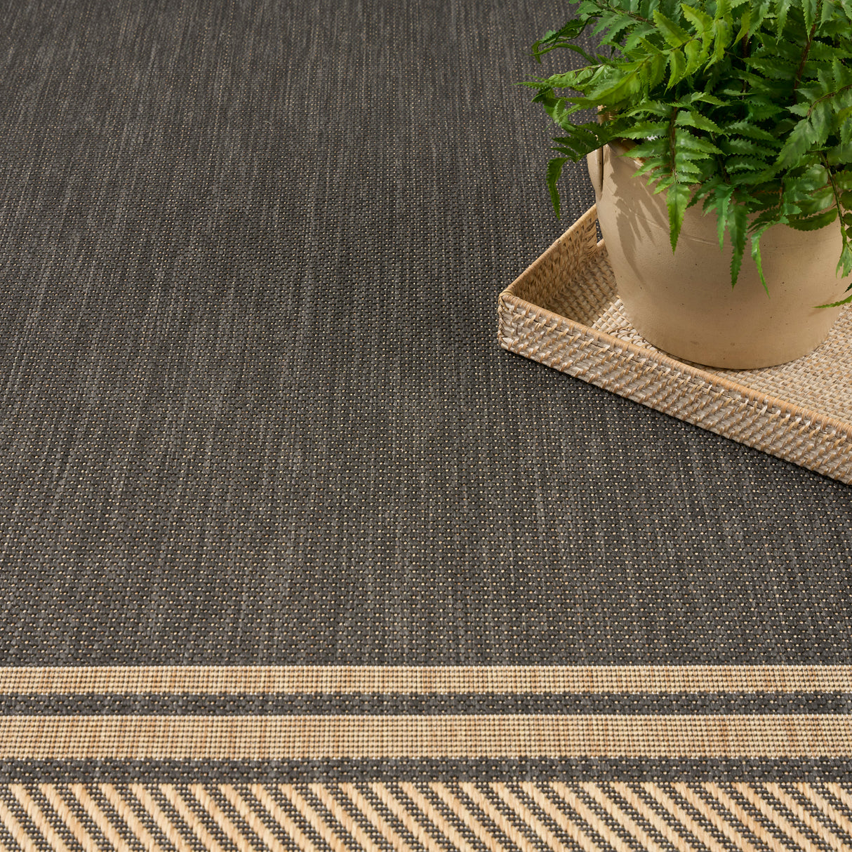 Nourison Horizon Indoor/Outdoor HOZ03 Charcoal Contemporary Area Rugs