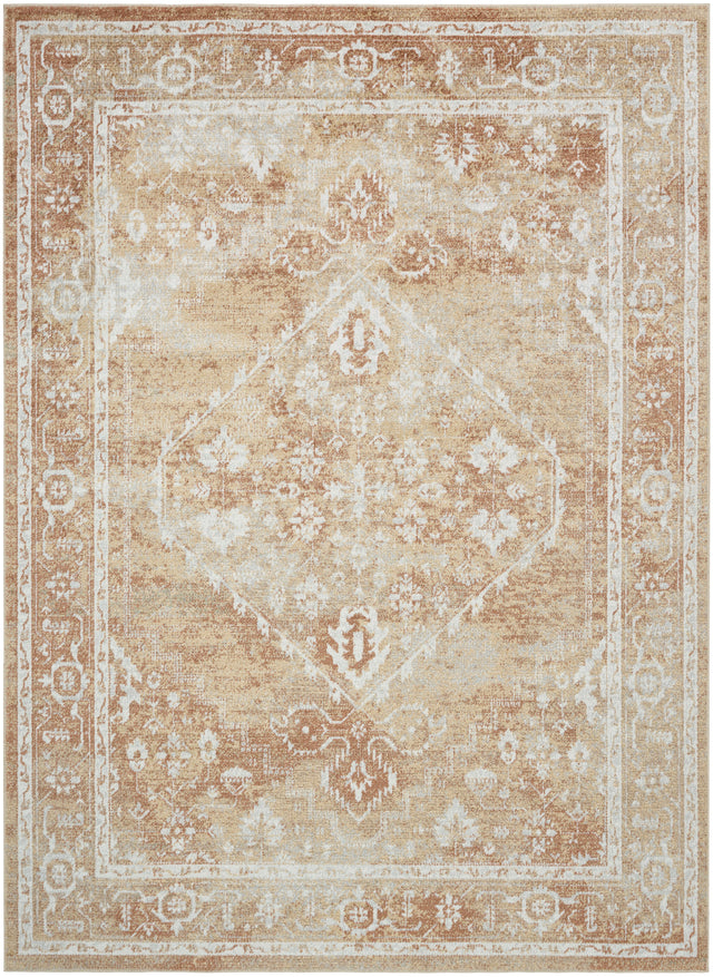 Nourison Astra Machine Washable ASW11 Machine Made Rust, Multicolor Rug