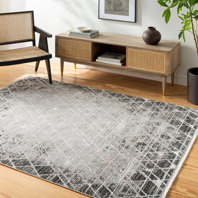 Surya Obsession Obn-2301 Charcoal, Black, Cream, Brown, Light Brown, Light Gray Rug.
