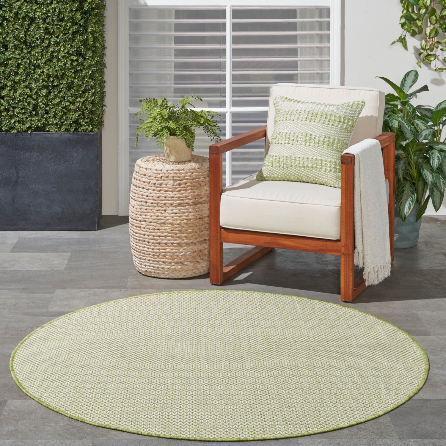 Nourison Courtyard Cou01 Ivory Green Rugs