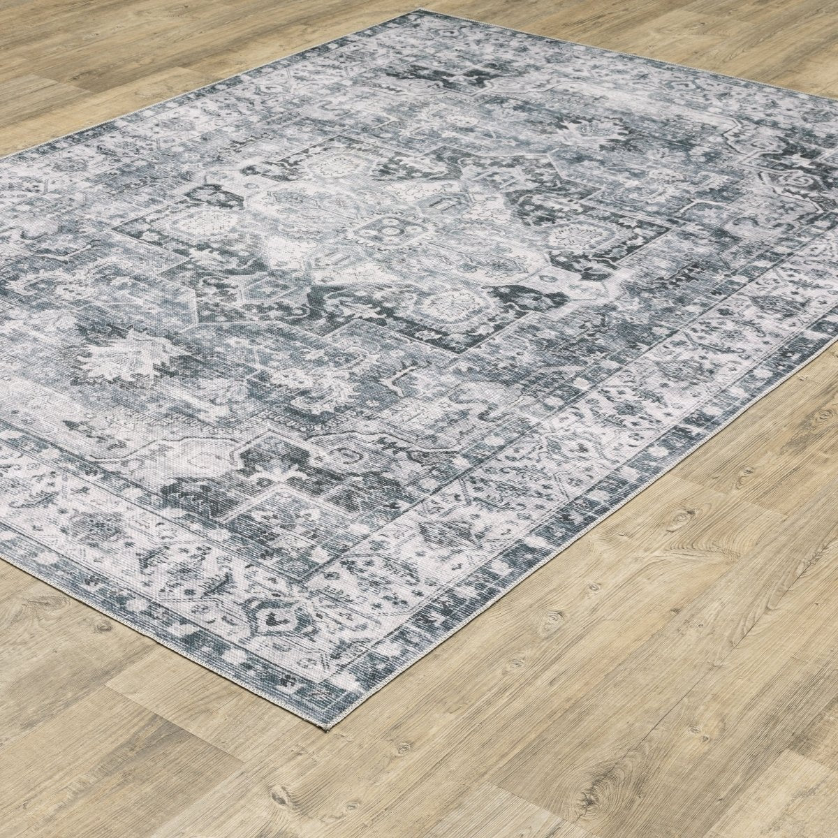 Oriental Weavers Machine Washable Charleston Cha03 Charcoal/ Ivory Rug.
